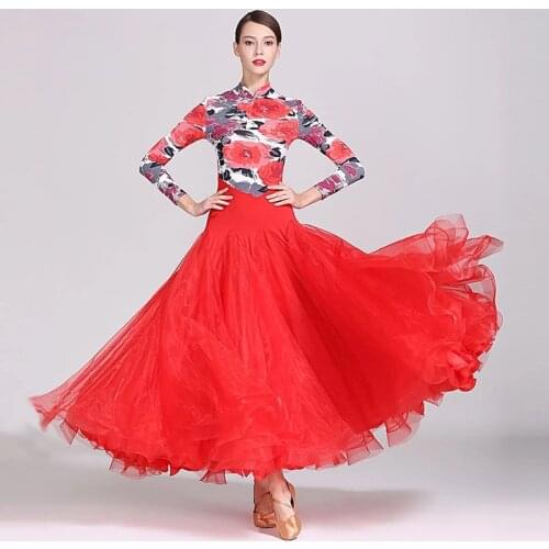 Modern dance wear women ballroom dance costumes waltz performance uniforms ball dance dress ink painting big skirt dress