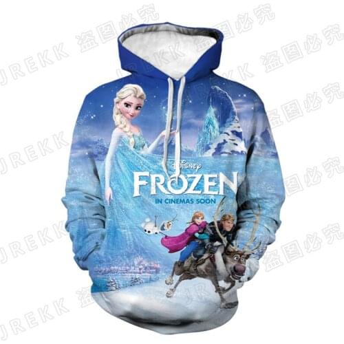 Disney Cartoon Anime Frozen Hoodies Men Women Children Cool 3D Printed Hooded Pullove Sweatshirts Boy Girl Kids Tops