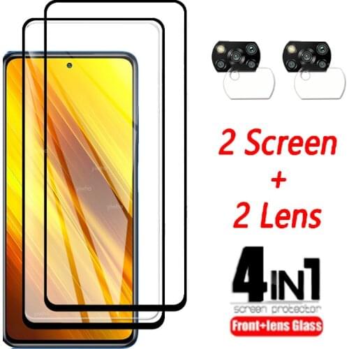 4 in 1 Protective Glass For Xiaomi Poco X3 Screen Protector Tempered Glass For MI Poco X3 PocoX3 MIPocoX3camera Lens Glass film