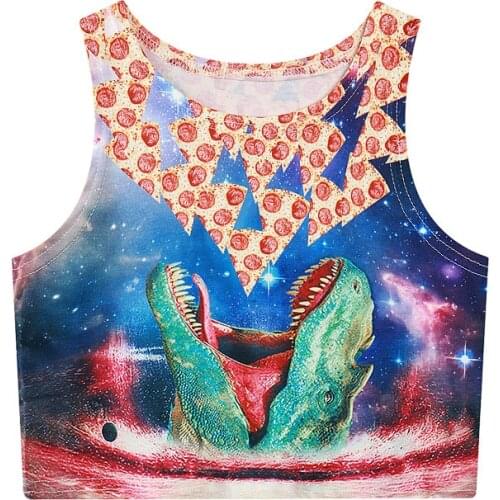Womens Food Graphic Crop Top Cartoon Hamburger Ice Cream Print Stretch Elastic Cropped Tank Top Multicolor Funny Shirt