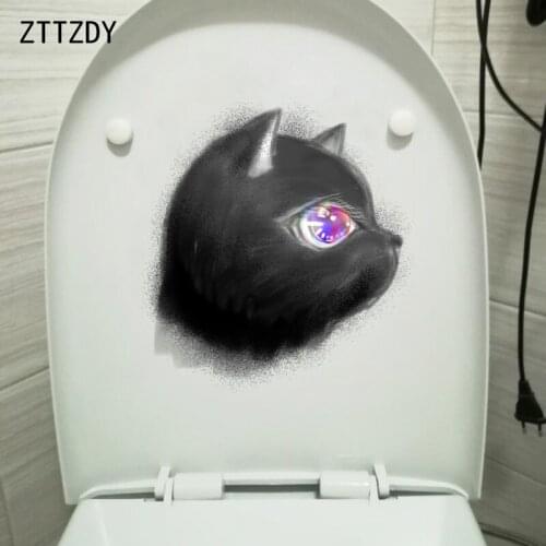 ZTTZDY 22.2*23.8CM Cool Cat Head Wall Sticker Bedroom Home Decoration Toilet Decal Art T3-0274