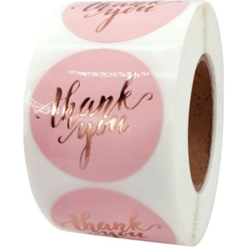 100-500pcs 1.5Inch Gold Foil Font Pink Thank You Stickers Label Seal Stickers For Wedding Party Stationary Envelope Decoration