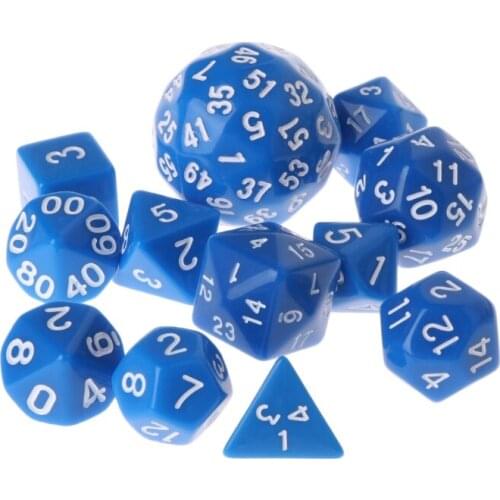 12pcs/Set Multi-sided Polyhedral Dice D4 D6 D8 D10 D12 D20 D24 D30 D60