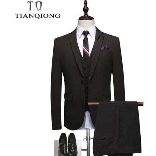 2019 Mens Suits Elegant Solid Basic Suits Men Wedding 3 Piece Suit Blazer Vest and Pants Dinner Party Suits Coat Pant Designs