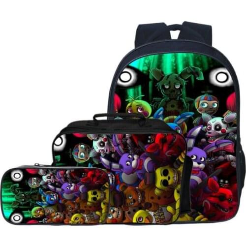 3pcs/set Fashion Cartoon Five Night At Freddy Children Backpacks Student Suit Bag Kids Baby School Bags Boys Schoolbag for Girls