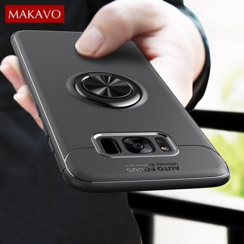 For Samsung Galaxy S8 Plus Case Finger Ring Holder Soft Silicone Matte Back Cover Cases For Samsung S8