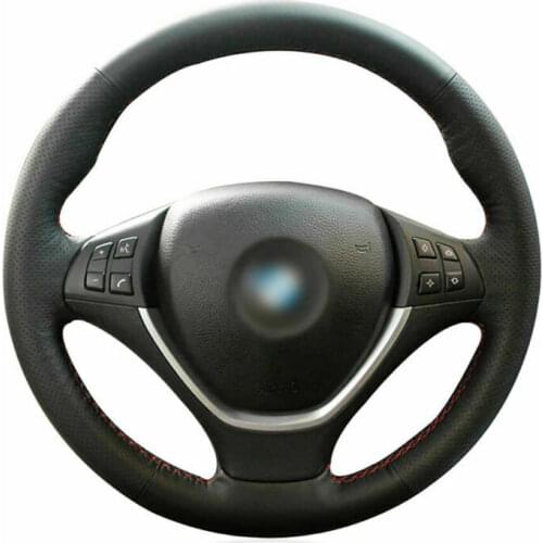 For BMW E70 X5 2008-2013 E71 X6 2008-2014 Top Leather Steering Wheel Hand-stitch on Wrap Cover