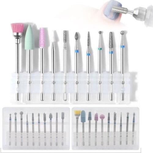 10pcs Electric Machine Rotate Cuticle Cleaning Burr Polishing Tools Cutters Manicure Diamond Nail Drill Bits Set 3 specification