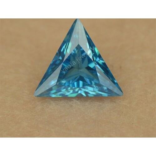 Hot Sale 5A CZ Synthetic Gems 3x3~12x12mm Deep Sea Blue Triangle Shape Cut Loose Lab Created Cubic Zirconia Stone For Jewelry