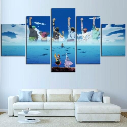 Canvas Hd Printed Pictures Wall Artwork 5 Panel One Piece Cartoon Paintings Home Decoration Modular Poster Living Room Framed