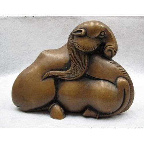 China Folk Classical Pure Copper Bronze Lovely Abstract Llama Camel Art Statue