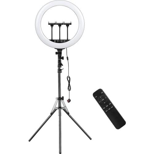 Andoer 18 Inch 55W 2800-6000K Bi-color Dimmable LED Ring Video Light Touch & Remote Control Dual Controls with 190cm Light Stand
