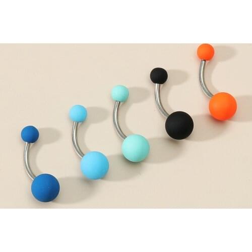 5Pcs Belly Piercing Navel Ring Matte Ball Belly Button Stud Sexy Body Jewelry