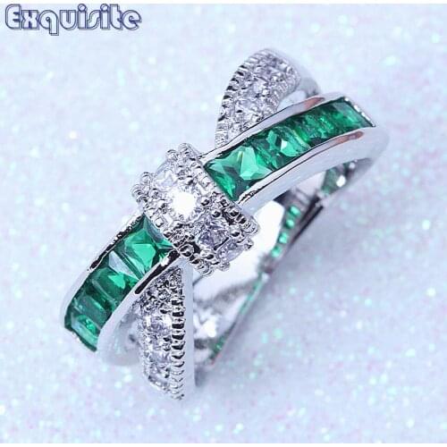 Fetching Charm Green Cubic Zirconia Rings 925 Fashion Crystal Wedding Party Ring Jewelry for Women Birthday Gift A115