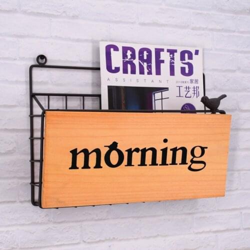 Wrought Iron Door, Magazine Rack Behind the Door, Garden Decoration Storage Basket, Creative Wall Hanging Letter Storage Basket