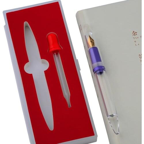 Upgraded Moonman M2 Dropper Metal Fountain Pen Transparent Large-Capacity Matte Purple Iridium EF/F 0.38/0.5mm Writing Gift Set