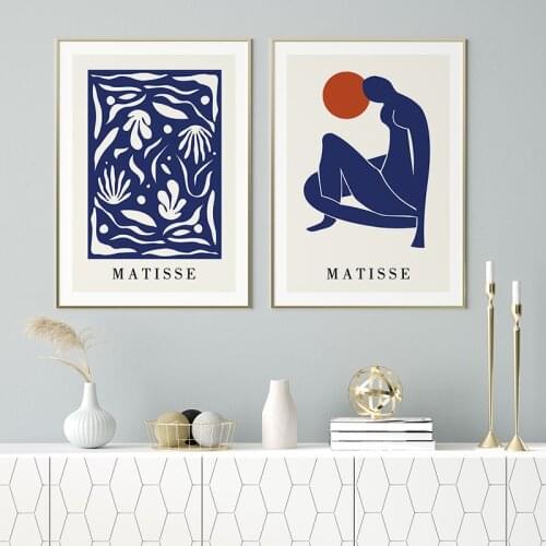 Modern Style Abstract Matisse Silhouette Blue Dreams Poster Nordic Wall Picture Canvas Art Print Painting Home Decor Living Room