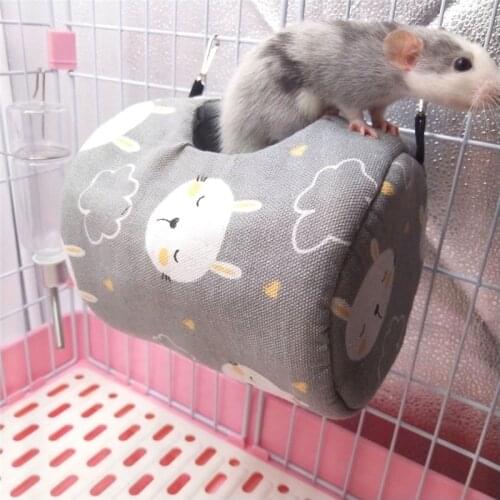Sleeping Bed Hammock For Hamster Squirrel Sugar Glider Small Animals Pets Soft Cotton Fleece Hanging House For Guinea Pig Cages
