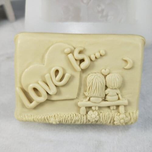 QT0258 PRZY 2D Molds Love Is Silicone Mold Couples Soap Molds Gypsum Chocolate Candle Candy Mold Soap Making Clay Resin Moulds