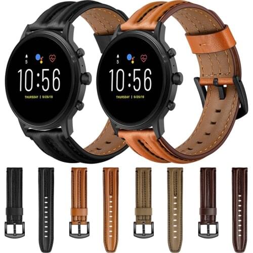Genuine Leather Band For Fossil Gen 5 Carlyle HR/Julianna/Garrett Smartwatch Strap Watchband for Fossil Mens Sport bracelet