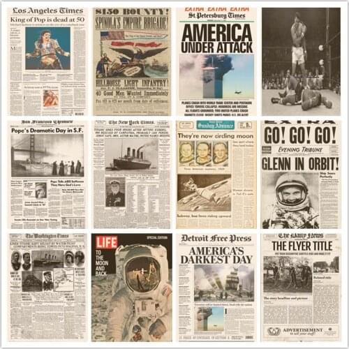 Perfect JL The New York Times Home Retro Poster Kraft Drawing core Wall stickers NYSB01
