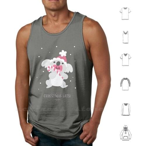 Christmas Koala Eating A Candy Cane Tank Tops DIY Print Koala Christmas Christmas Koala Koala Eating Candy Cane