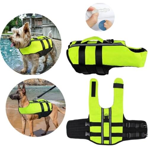 Dog Life Jacket Reflective Pet Floatation Adjust Dog Life Vest Buoyancy For Dogs Swimming Boating Canoeing Safety Life Saver
