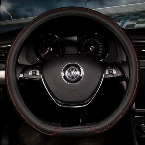 D Shape Leather Car Steering Wheel Cover Four Seasons Steering Wheel Hubs for Interior Accessories