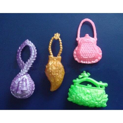 4pcs/set Fashion Hand Bag Casual Bags For Barbie Dolls Mixed Colors Doll Handbags Girl Birthday Gifts Dollhouse High Quality