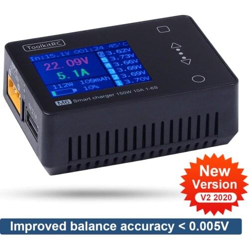 In Stock ToolkitRC M6 Servo Tester Tool 150w 10A DC Output 1-6s Color Screen Multi-function Charger And Diagnostics 2020 V2