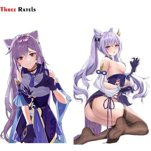 Three Ratels A334 Keqing And Lumine Genshin Impact For Jeep Window Sticker Funny Car Decorative Decals Custom Different Size