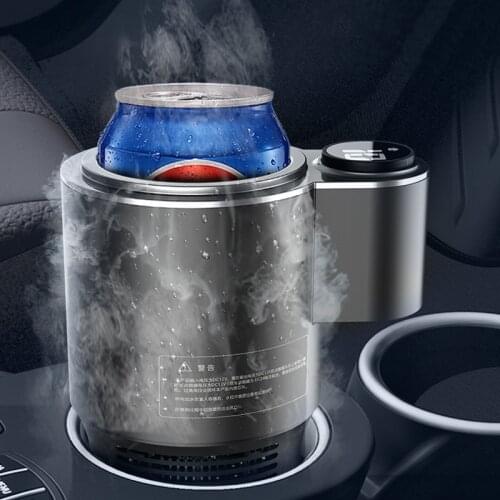 Smart Car Beverage Cooler Warmer for Beverage Beer Wine Milk Coffee Water 2-in-1 Portable Car Refrigerator Cooling Cup