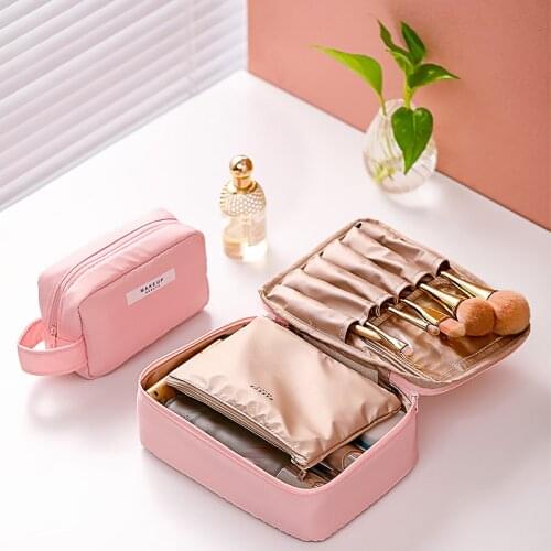 Waterproof Cosmetic Storage Bag Travel Layered Portable Makeup Pouch Lipstick Key Earphone Data Cables Organizer