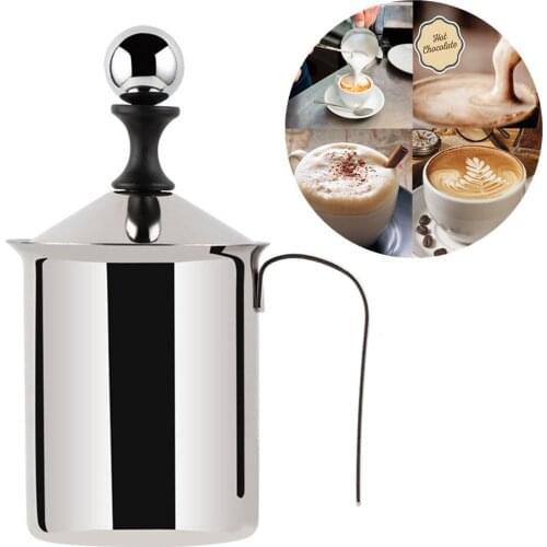 400/800ML Stainless Steel Handheld Milk Frother Double Mesh Coffee Cappuccino Milk Creamer Foamer Maker Kitchen Accessories