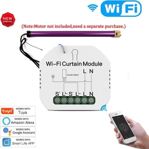 WiFi Mini Smart Curtain Switch Module Roller Blinds Shutter Motor Smart Life Tuya APP Remote Control Work with Alexa Google Home