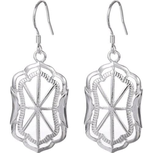 Hot 925 Sterling Silver Earring Geometric Pattern Earrings For Women Engagement Wedding Jewelry Gift