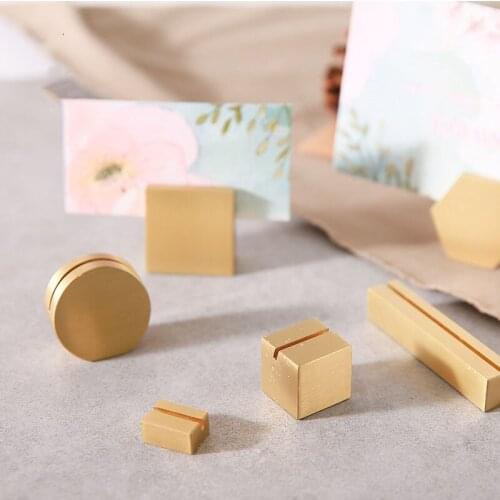 1 piece Brass Card Base Business Card Holder Picture Clamp For Table Accessory Brass Card Seat