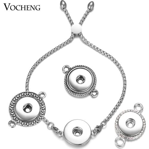 10PCS/Lot Vocheng Ginger Snap Jewelry Adjustable Stainless Steel Bracelet for 18mm Snap Charms NN-652*10