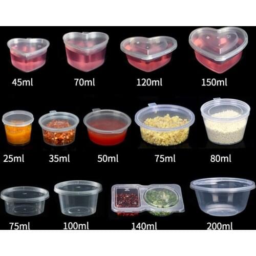 100pcs Portable sauce box small sealed pudding seasoning packing box disposable plastic box 25ml 100ml transparent gift boxes