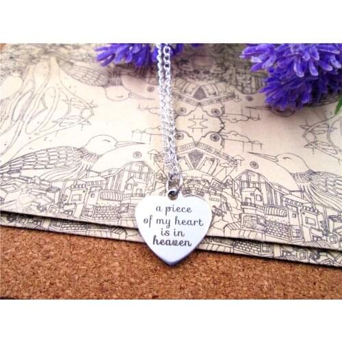3pcs/lot Fashion stainless steel necklace "a piece of my heart is in heaven" necklace Jewelry Gift more style for choosing