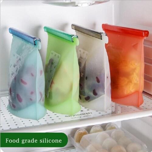 5PCS 18*20cm Reusable Seal Silicone Food Fresh Bag Vacuum Sealer Fruit Meat Milk Storage Bags Saran Wrap Plastic Bags