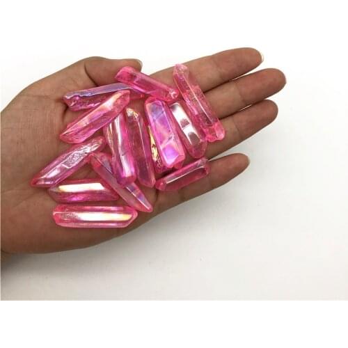 1pc Pink Titanium Aura Lemurian Seed Quartz Crystal Stones Point Specimen Decoration Decorative Quartz Crystals