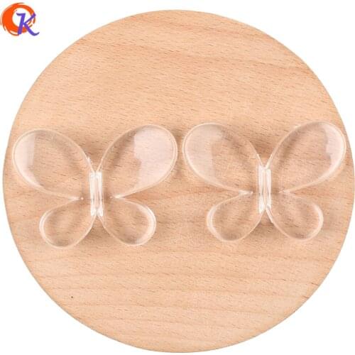 Cordial Design 34x46mm 65Pcs Jewelry Accessories/Acrylic Beads/Hand Made/Butterfly Shape/Clear Bead/DIY Making/Earring Findings