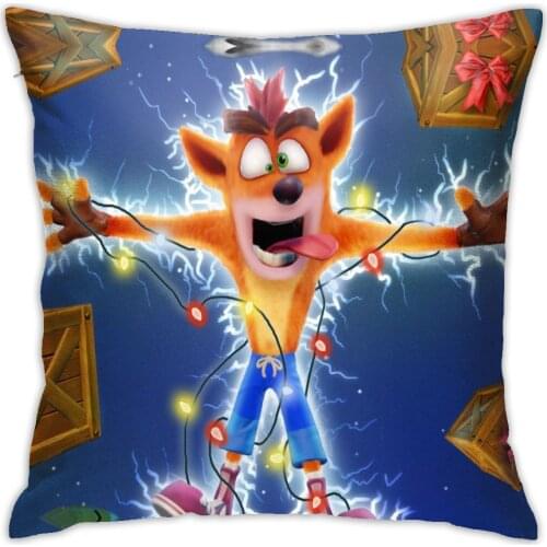 Anime Crash Bandicoot Double Picture Pillowcase Pillow Case Cover Cushion Seat Bedding 45*45cm