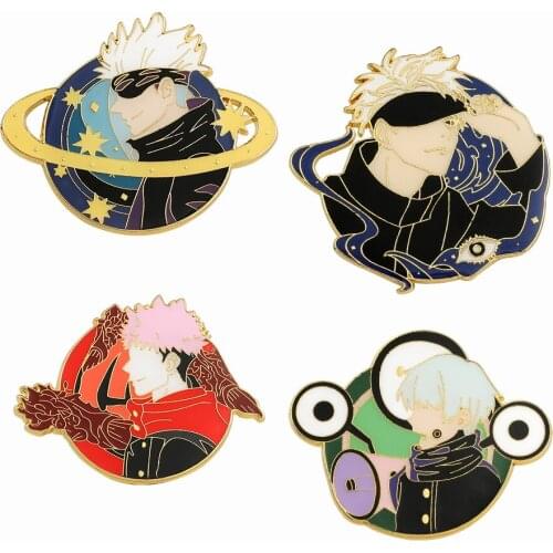 Anime Jujutsu Kaisen Characters Gojo Satoru, Inumaki Toge Brooch Fashion Simple Two-Dimensional Accessories Men And Women Gift