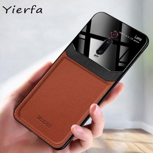 For Xiaomi Redmi K20 Pro Case PU Leather Mirror Plexiglass Silicone Shockproof Bumper Phone Case Xiomi Redmi 9T Pro Back Cover