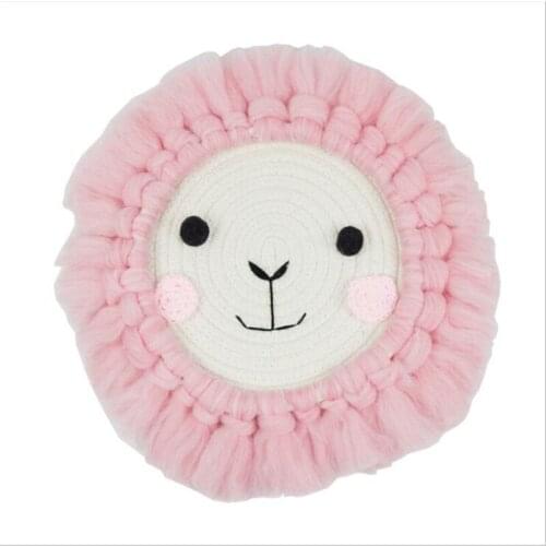 Kids Room Decoration Ornaments Animal Head Photo Props Nordic Hand Woven Hanging Wall Decor Cotton Thread Weaving Baby Girl Gift