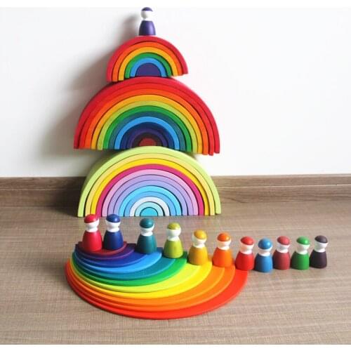 Baby Toys Educational Rainbow Blocks Semicircle Big Building Blocks Wooden Toys For Kids Children Toddler Infant Birthday Gift