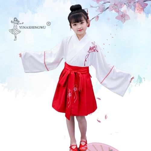 Child Flower Print Hanfu Sets Girls Dress Cross Colla Chinese Style Costumes Floral Embroidery Tops Skirts Clothing Kids Clothes