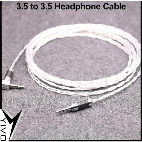 DIY HIFI 7N PCOCC Plating Silver Mixed conductor 90 Degrees 3.5 to 3.5 Headphone Connector Audio Earphone Cable